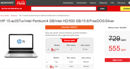 “Kontakt Home” mağazalar şəbəkəsində reklam fırıldağı “Kontakt Home” mağazalar şəbəkəsində reklam fırıldağı