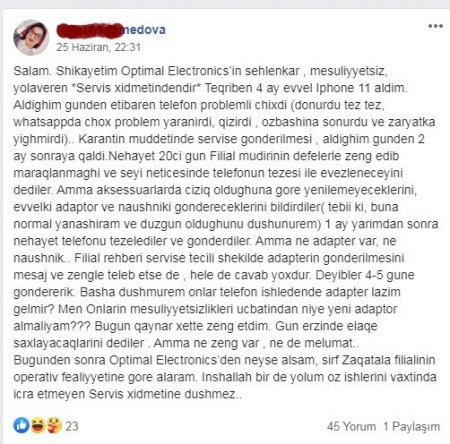 “Optimal Electronics”köhnə telefonları təzə adına müştərilərə “sırıyır” “Optimal Electronics”köhnə telefonları təzə adına müştərilərə “sırıyır”