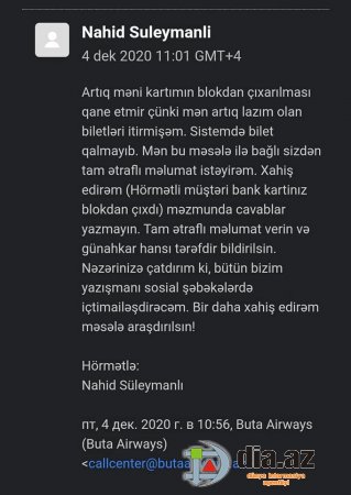 "Buta Airways" müştəriyə necə problem yaradır... "Buta Airways" müştəriyə necə problem yaradır...