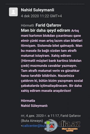 "Buta Airways" müştəriyə necə problem yaradır... "Buta Airways" müştəriyə necə problem yaradır...