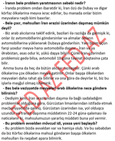 İran Azərbaycan meyvəsini daşımağa imkan vermir, В«AZALВ» da 5 qat baha daşıyır
