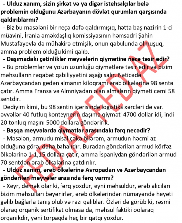 İran Azərbaycan meyvəsini daşımağa imkan vermir, В«AZALВ» da 5 qat baha daşıyır